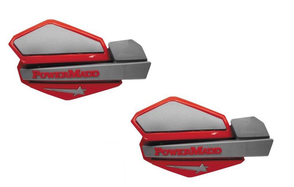 Powermadd Star Series Replacement ATV Handguards Hand Guards Red Silver 34232