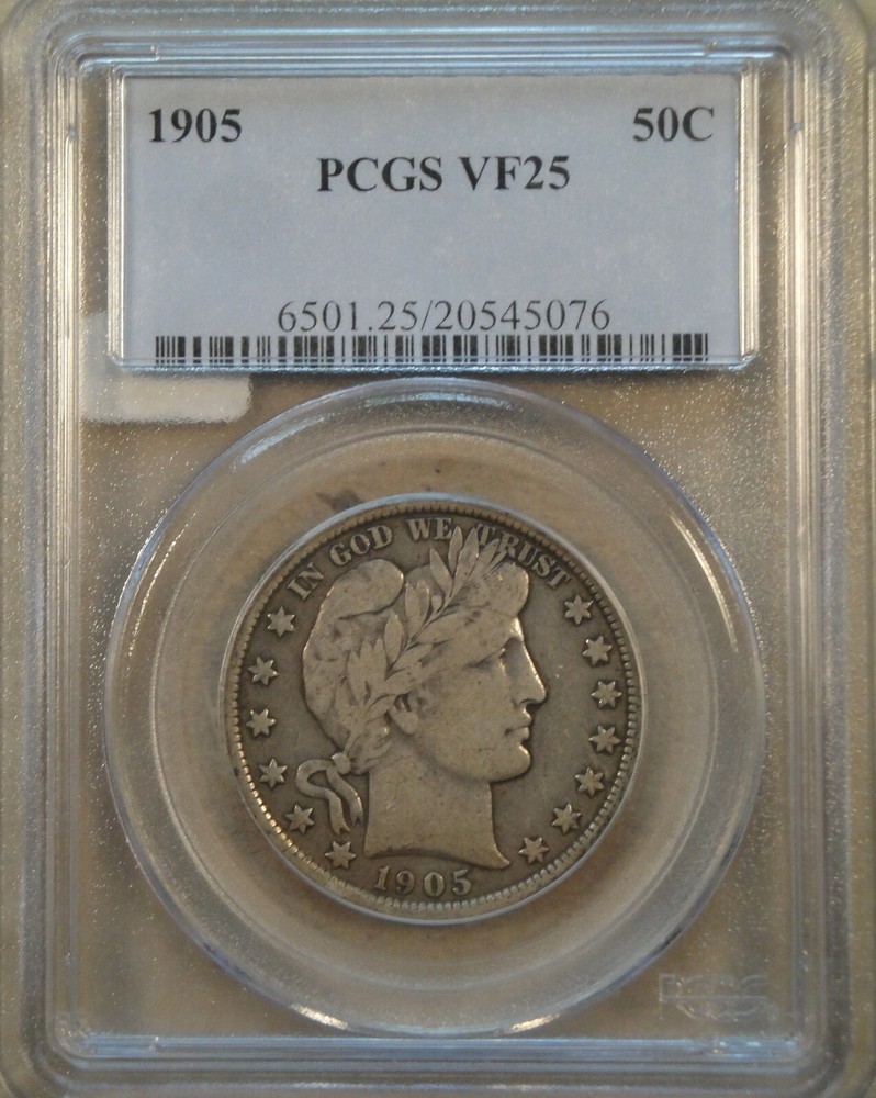 1905 Barber Half Dollar 50c PCGS Certified VF25