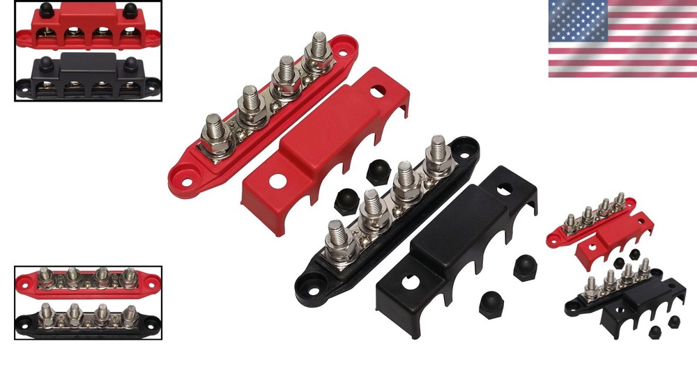 Compact 3/8" Power Distribution Block - 4 Studs, Weather Resistant Design