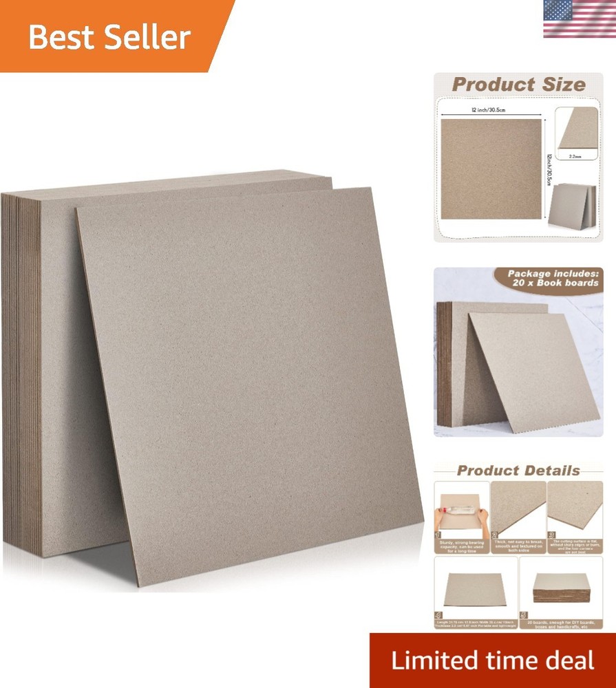20 Pack 80PT Kraft Chipboard Sheets -  12 x 12 Inch for DIY Projects