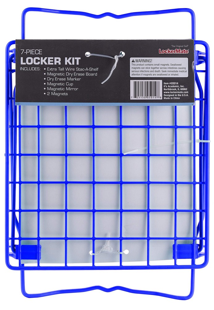 Blue Stackable Locker Shelf Extra Tall 12 Inch Wire Storage Organizer