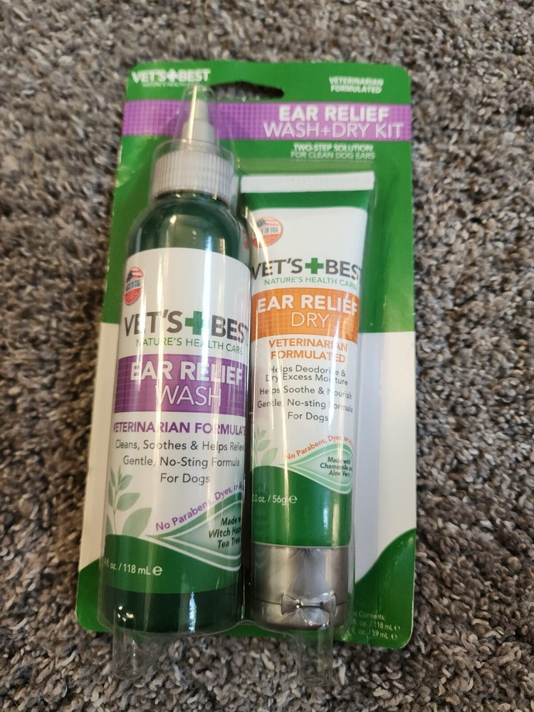 Vets Best Ear Relief Wash + Dry Kit
