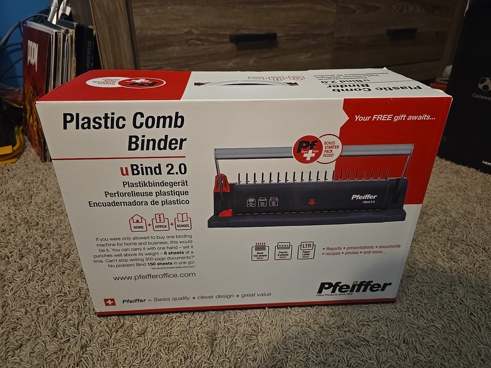Plastic Binding Machine uBind 2.0, Punches up to 8 Sheets at a Time & Binds 150