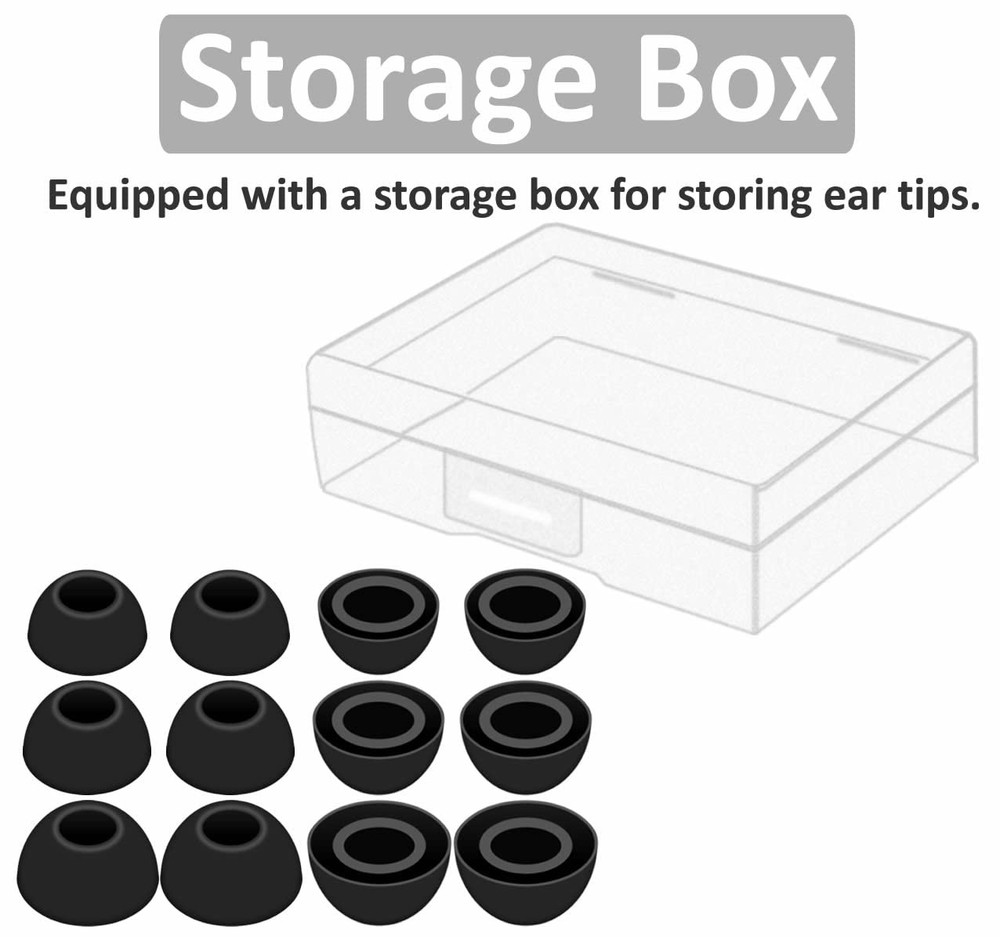 6 Pairs Eartips Compatible with Pixel Buds Pro Ear Tips Buds, S/M/L, black