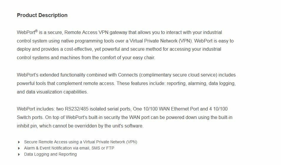 NEW WP-R-ET-SW-0 WebPort SPECTRUM CONTROLS NNB