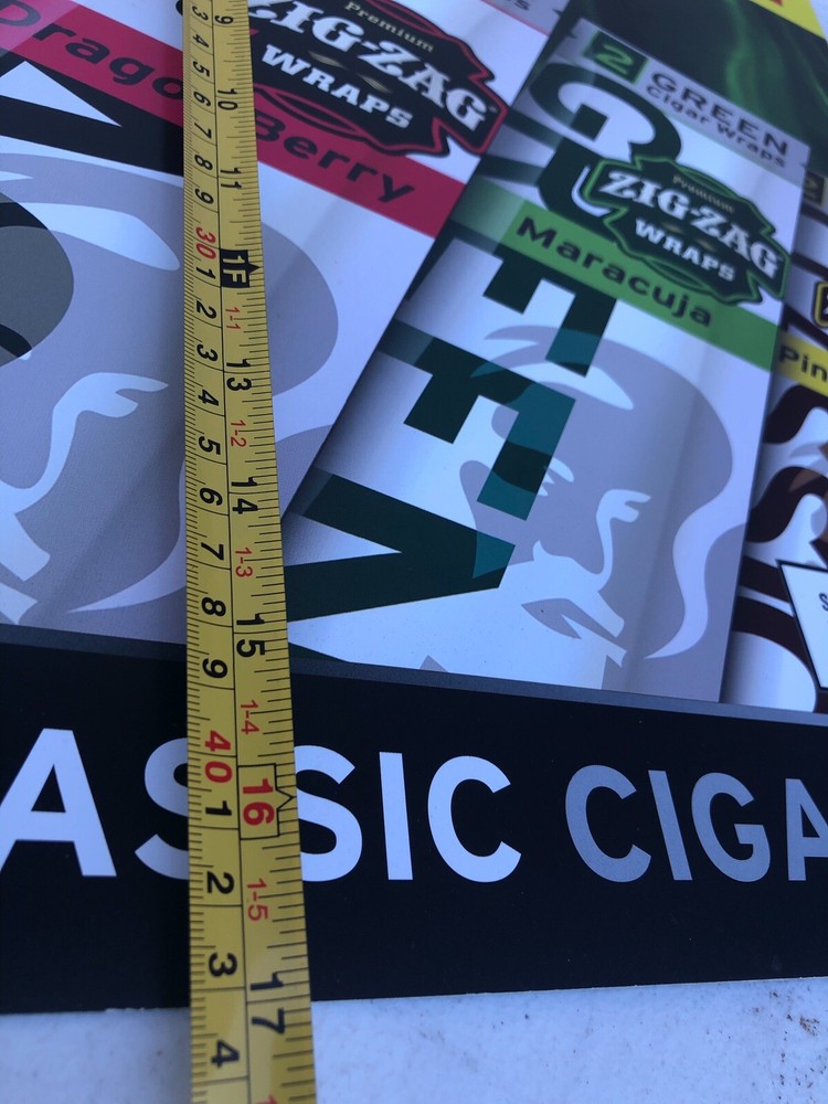 Zig Zag Cigar Wraps Plastic Advertising Sign Double Sided