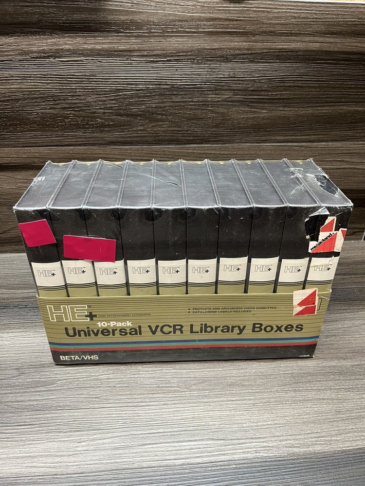 Jasco HE+ 10-Pack Universal VCR Library Boxes VHS / Beta Storage Boxes