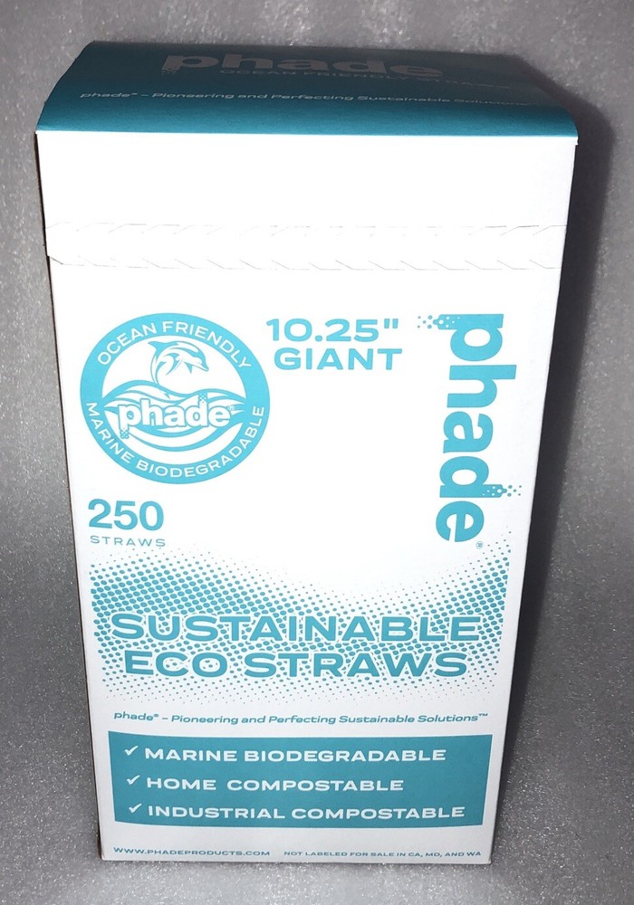 250 Count Phade Eco-Friendly Sustainable Biodegradable Compostable Giant Straws