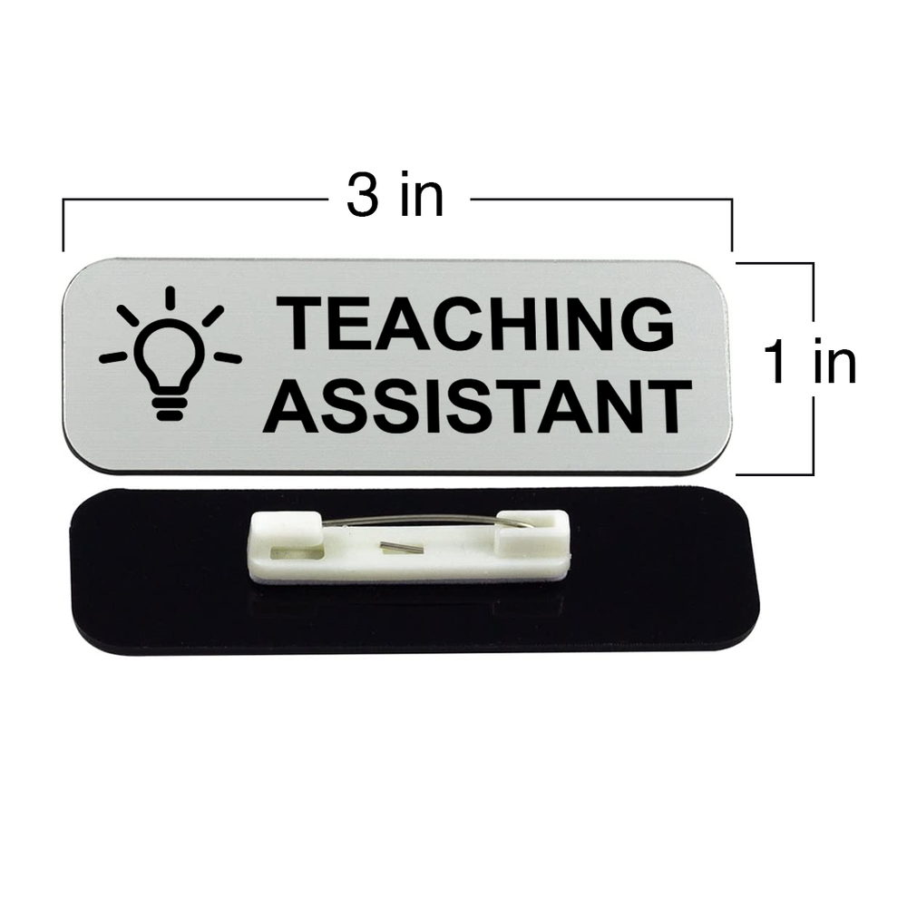 Teaching Assistant 1 x 3" Name Tag/Badge, (3 Pack)