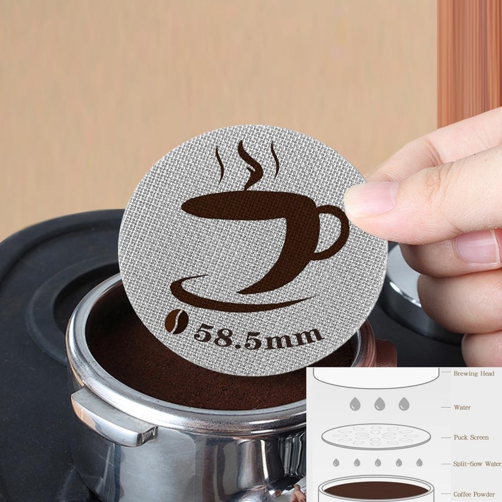2 Packs 58.5mm Espresso Puck Screen, Reusable Screen Replacement,