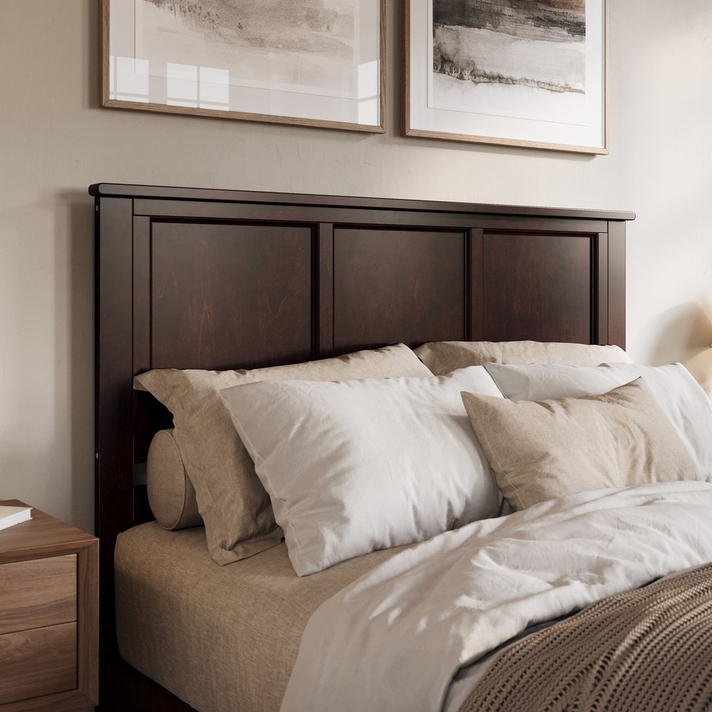 Madison Queen Solid Wood Panel Headboard in Espresso