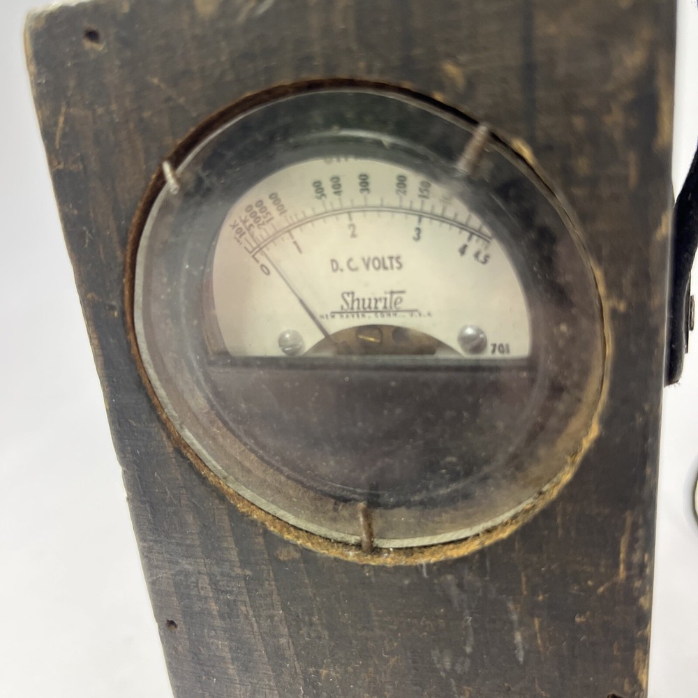 Vintage Shurite Meter Wood Block Untested