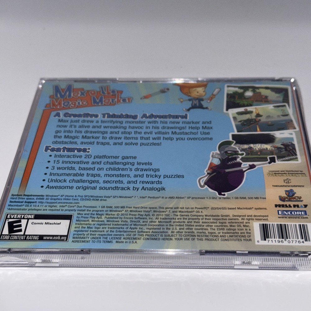 Max & the Magic Marker PC CD-Rom Windows Mac 2D Puzzle Platformer Game NIB