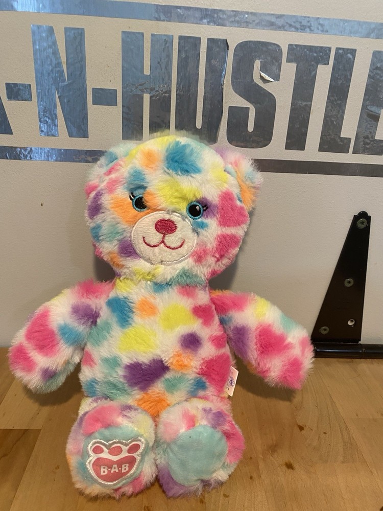 build a bear rainbow heart small squeeks 12”