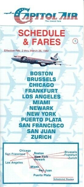 Capitol Air timetable 1982/02/02