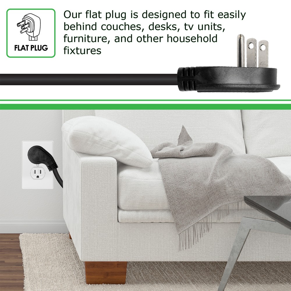 Surge Protector with USB-C, 8 Outlet, 6 FT, Black