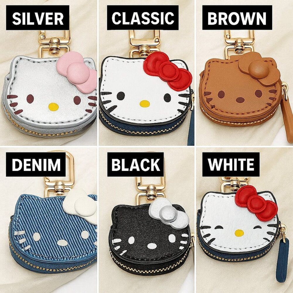 6PK Hello Kitty White Bag Charm Key Ring2