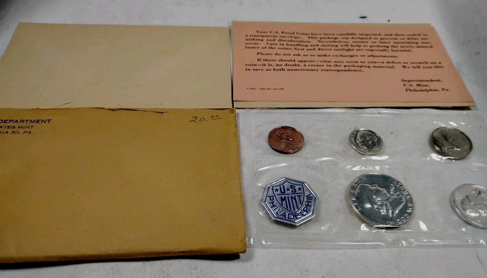 1962 Mint Proof Set 90% Silver Original Envelope And Coa Everything Pictured #2