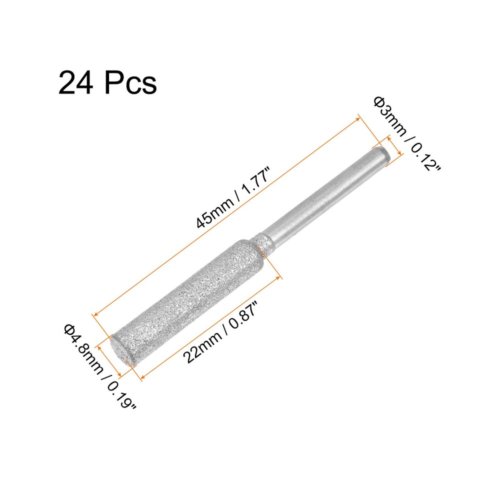 24pcs Diamond Chainsaw Sharpener Bits 3/16" 4.8mm Chain Saw Grinder