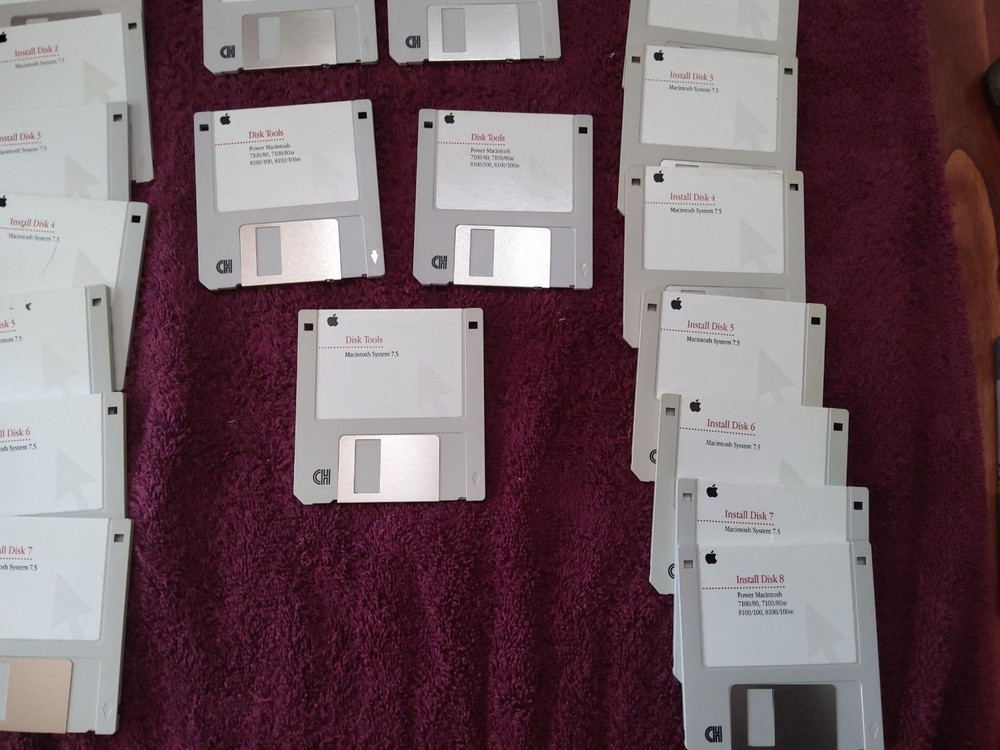 Apple Macintosh System 7.5 Install Diskette Lot, Untested
