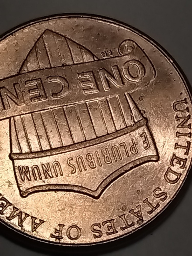 2012 P Lincoln Shield Cent Die Chip Reverse Error Upper left area of shield