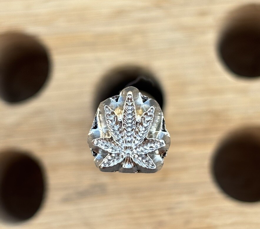 Full Handle Hemp Marijuana Leaf Stamp Leather Tool Leatherwork - Small 3/8”