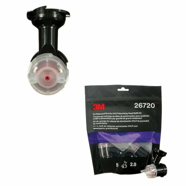 3M 26720 Red 2.0 Performance Gravity HVLP Atomizing Head Refill Kit-5 Per Pack