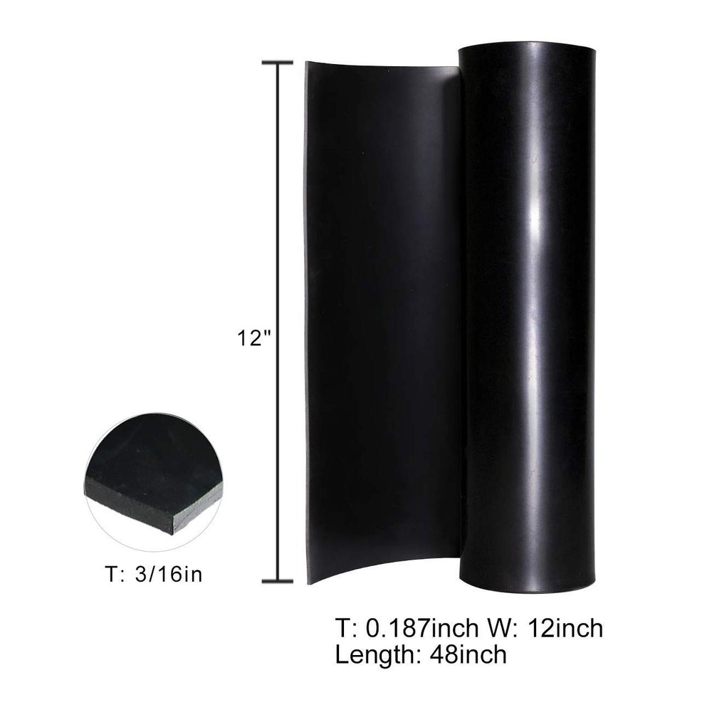 Smooth 12" x 48" Solid Neoprene Roll - 3/16" Thick for Custom DIY Applications