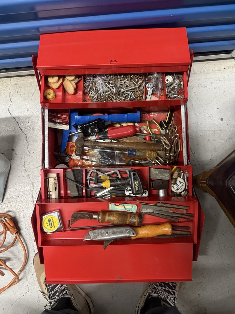 Vintage Husky Professional Cantilever Red Tool Box With Tools