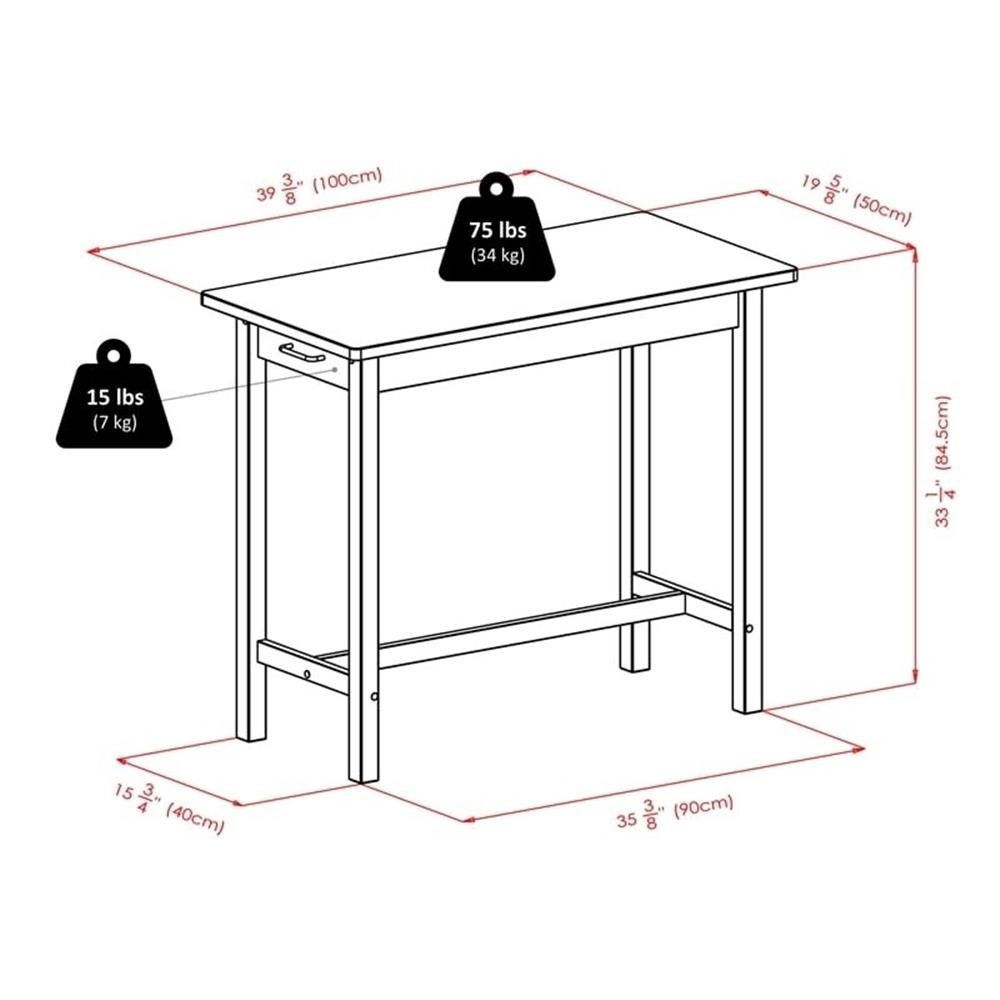 Pemberly Row 3-Piece Transitional Solid Wood Kitchen Island Dining Set in Walnut