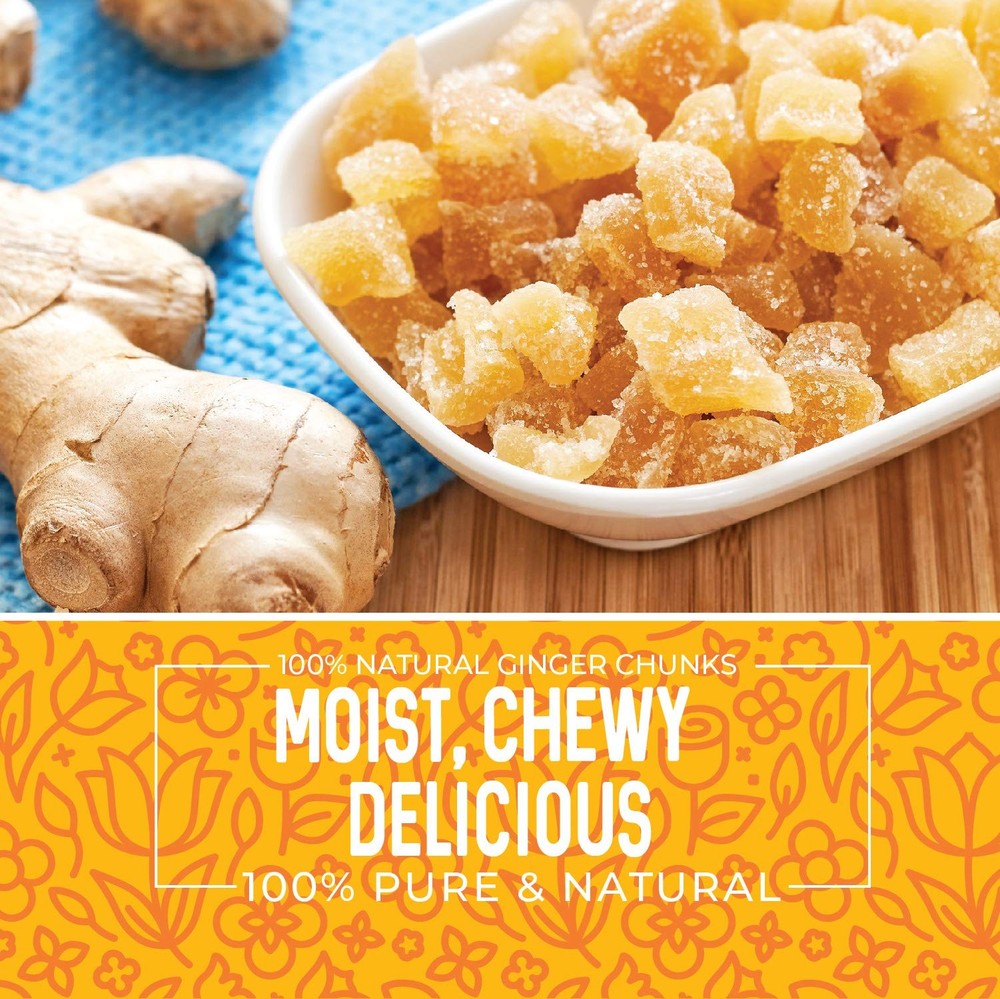 Ginger Chunks 16oz Unsulphured Dried Ginger Candy Candied Ginger Chunks Caramel
