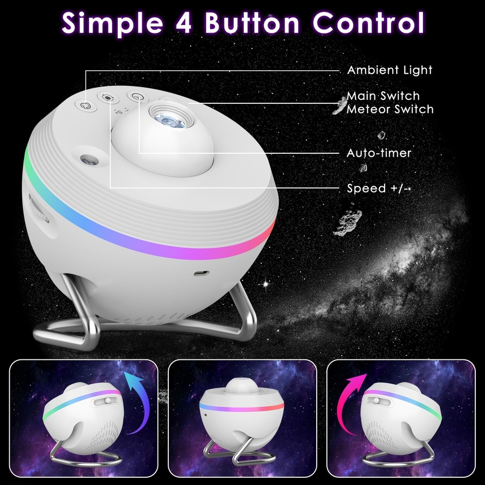 Galaxy Projector for Bedroom, Star Projector Galaxy Light with Dynamic Meteor...