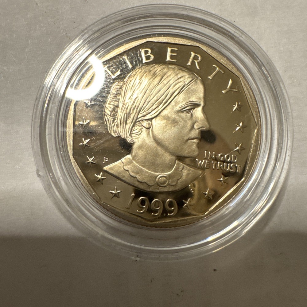 1999 Susan B. Anthony Uncirculated Proof Clad Dollar With Case And COA