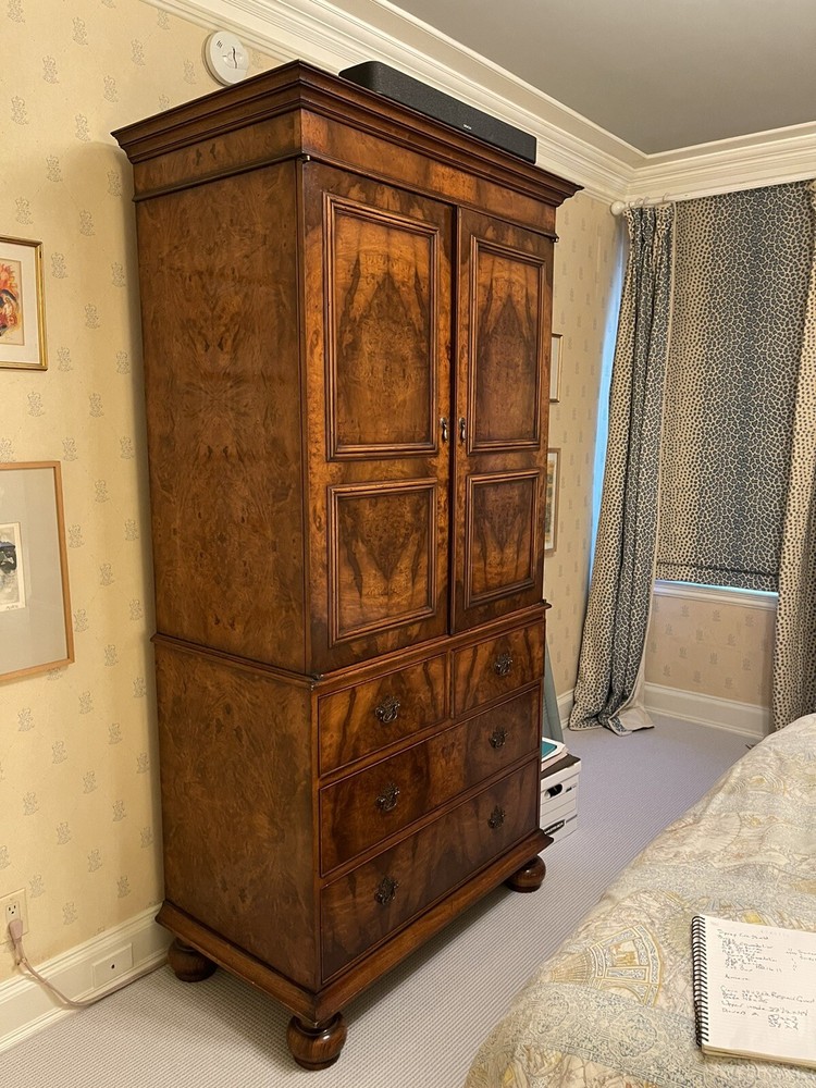 Biedermeier Style Burled Elm Television Armoire