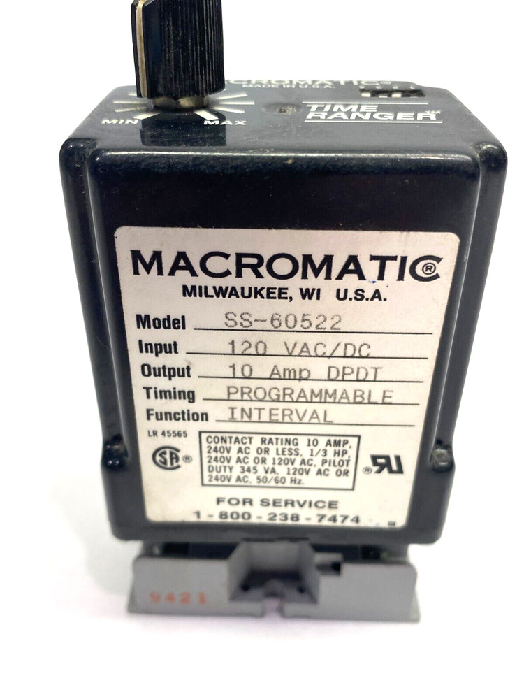 Macromatic SS-60522 Time-Ranger Programmable Interval Timing Relay 120VAC/DC