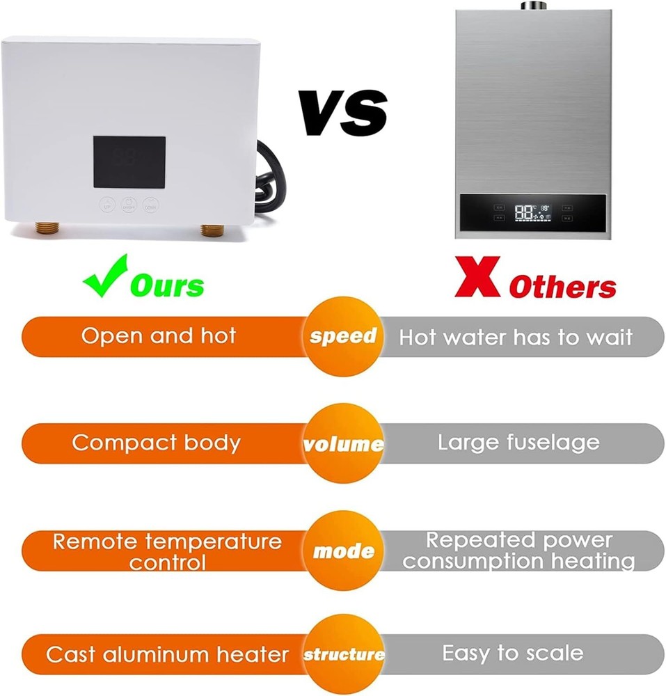 110V KITCHEN ELECTRIC HOT TANKLESS WATER HEATER SHOWER INSTANT BOILER BATHROOM