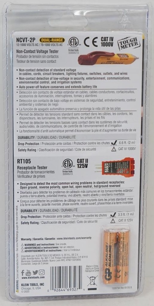 NEW - Klein Tools NCVT-2PKIT Electrical Test Kit