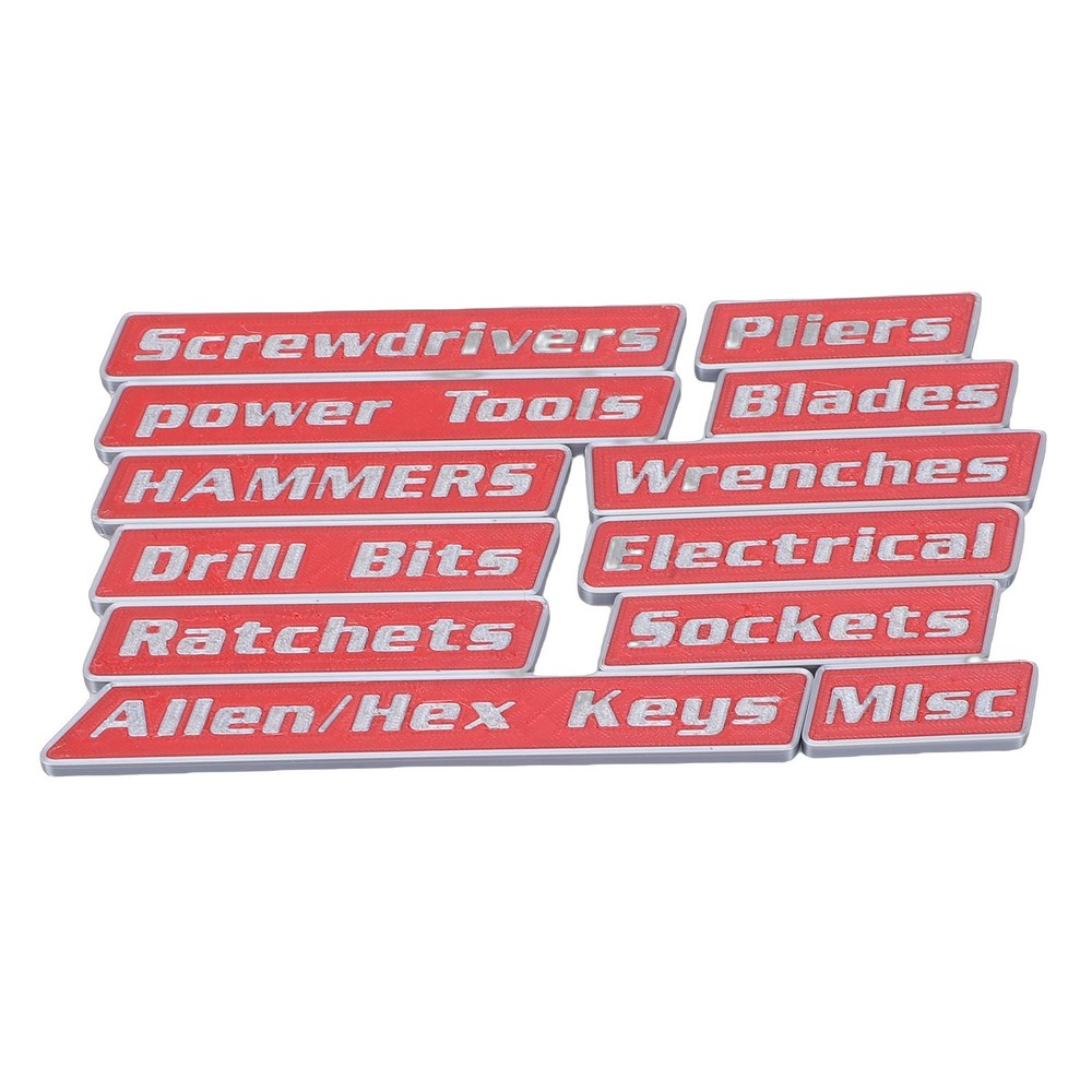 3-12pcs Magnetic Toolbox Labels Reusable 3D Printed Toolbox Drawer Tags Red