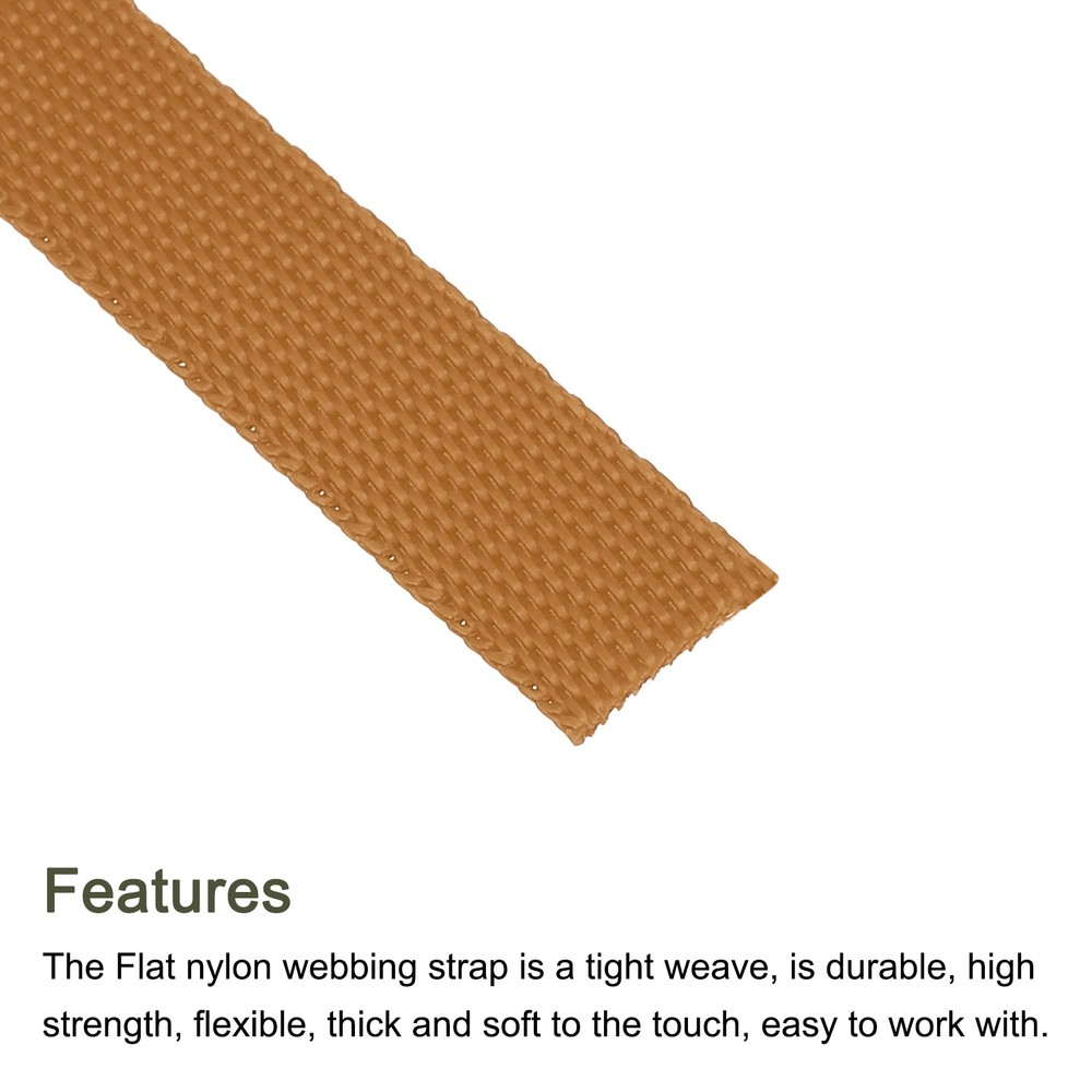 Flat Nylon Webbing Strap 3/8 Inch 10 Yards Tea Brown for Backpack