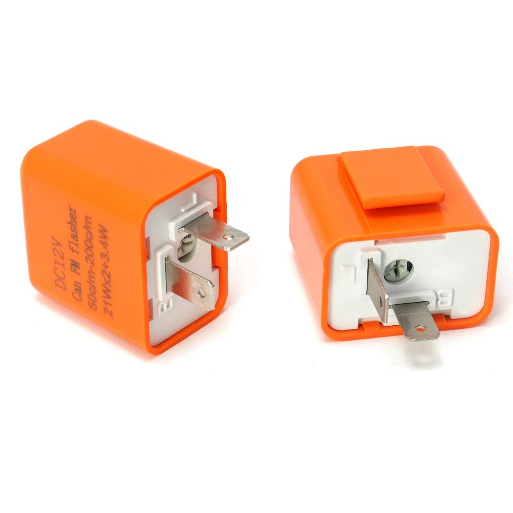 2Pcs 2-Pin LED Turn Signal Flasher Relay Fix Motorcycle Hyper Flash Adjustable