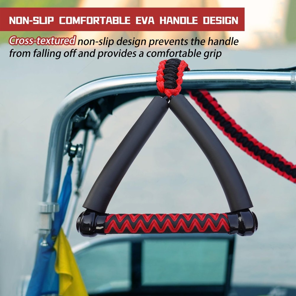 ASVAEVAS 25FT Wakesurf Rope and Handle, 6 Sections Adjustable Floating Surf T...