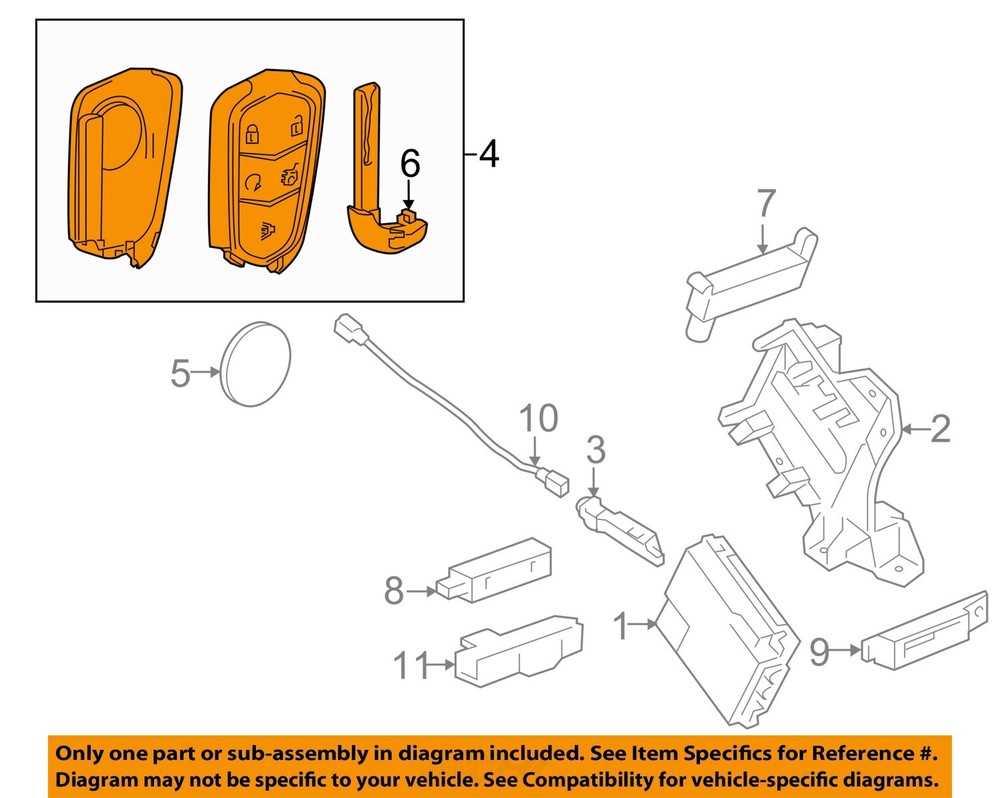 GM OEM 14-19 ATS Electrical Keyless Entry Components-Transmitter 13544034