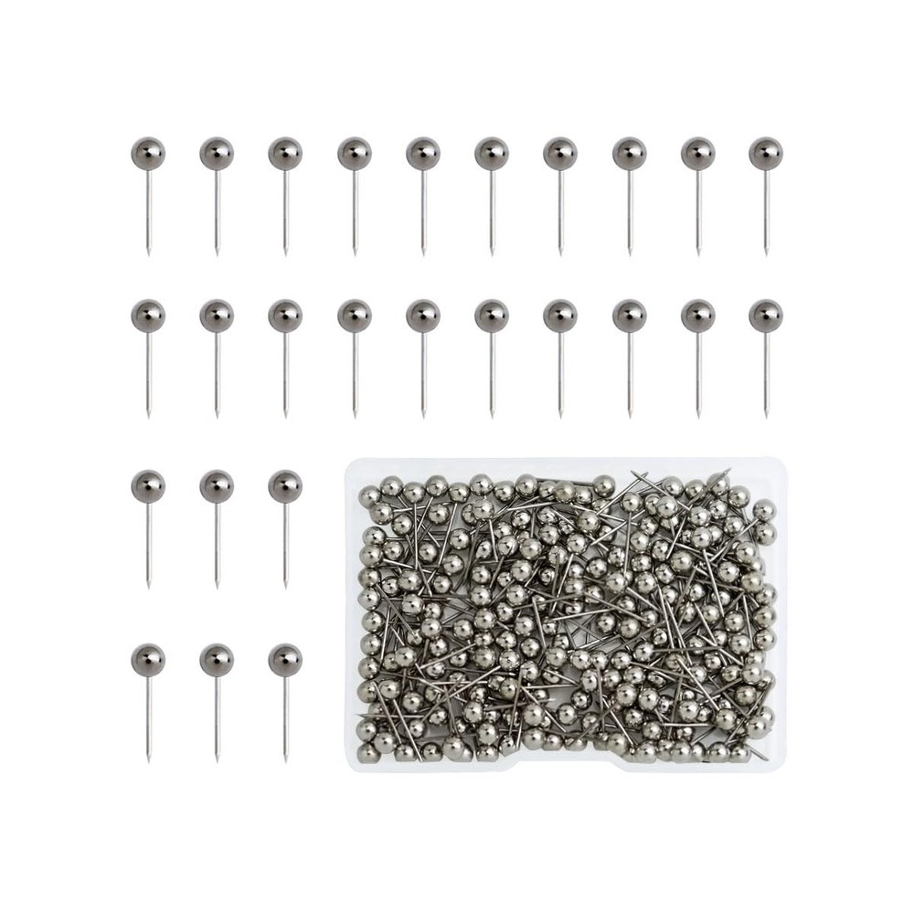 200 Pieces Map Push Pins, Small Round Head Marking Silver