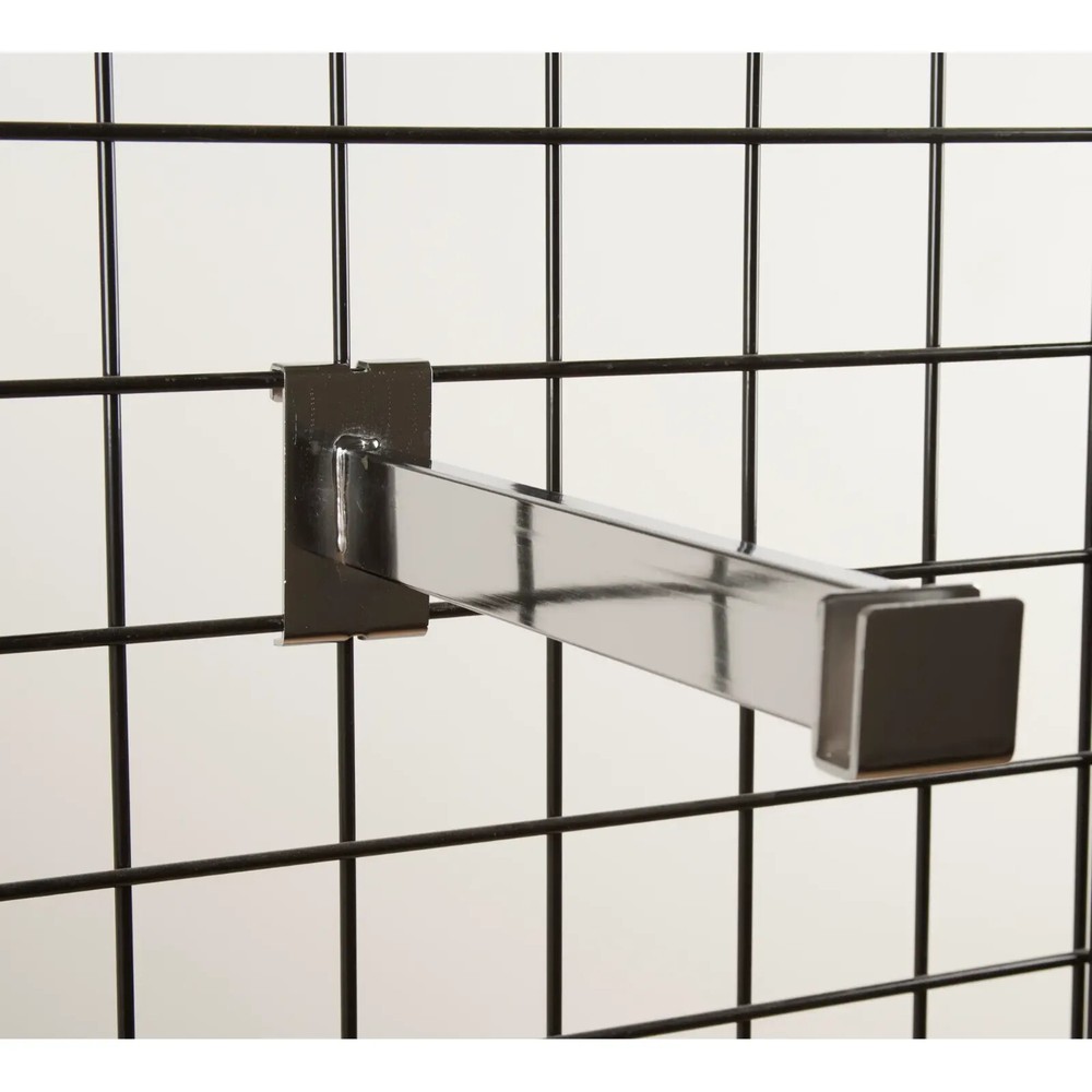 New 12" Gridwall Chrome Hangrail Bracket For Rectangular Tubing