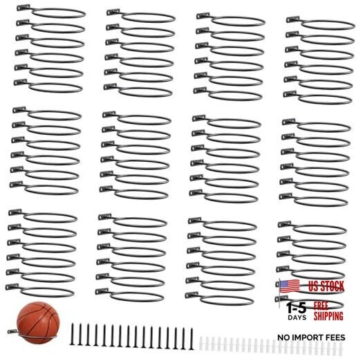 Wall Mount Basketball Holder Ball Storage 72 Pack
