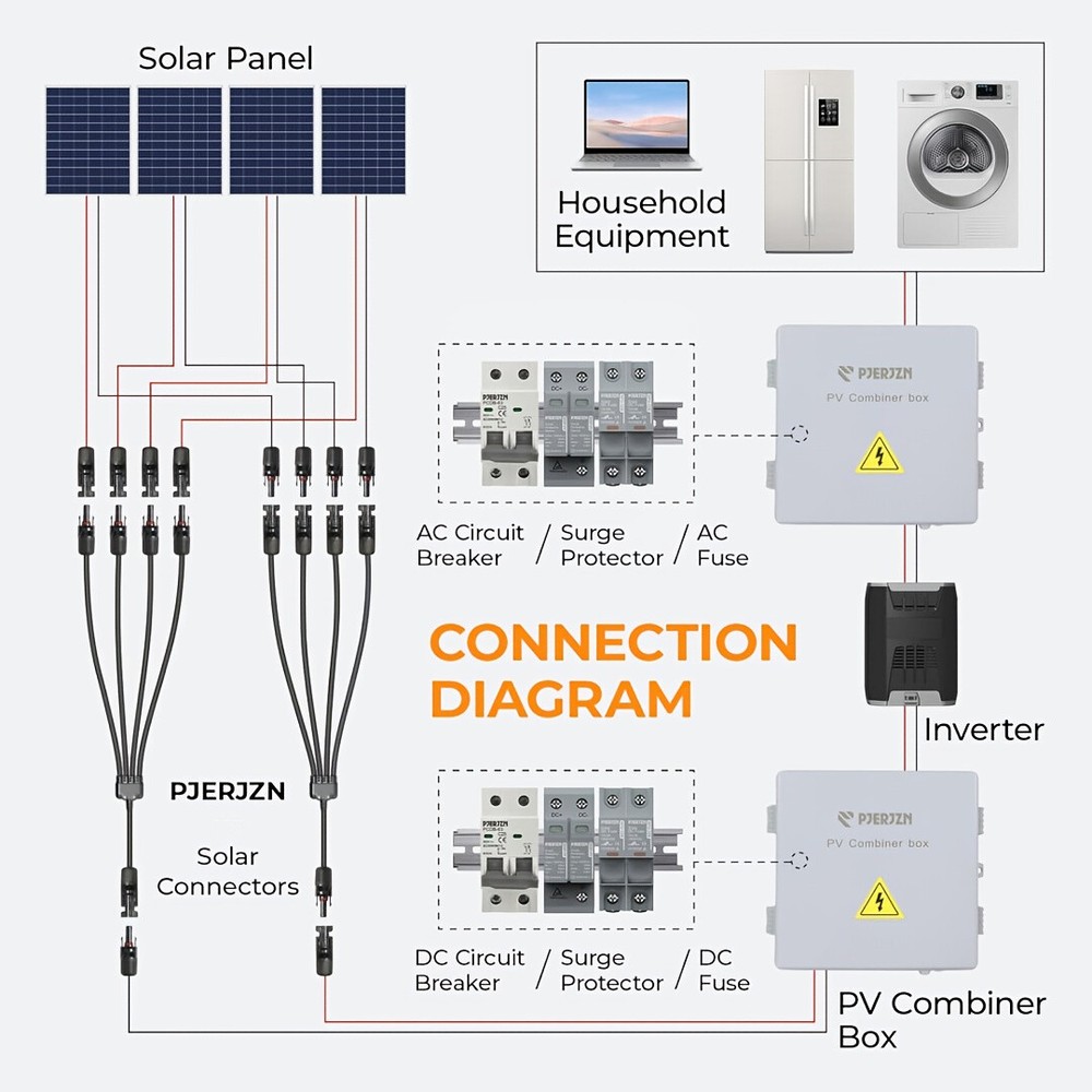 1000V 4 to 1 Solar Panel Connector 4 Way Solar Panel Parallel Connectors