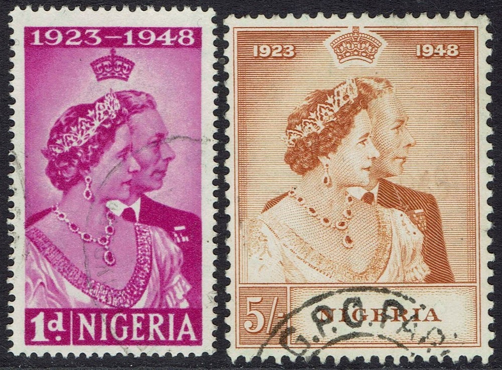 NIGERIA 1949 KGVI SILVER WEDDING SET USED