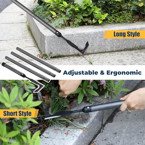 Heavy Duty Crack Weeder for Sidewalk & Paver – 58" Long Handle Weed Puller