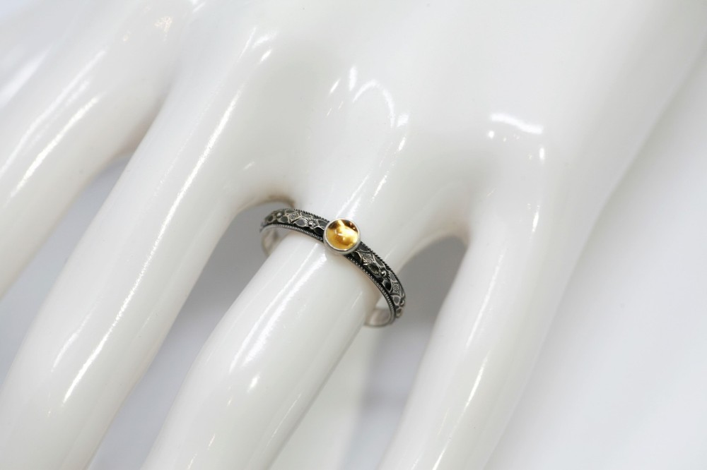 4mm Citrine Ring Symmetrical Flower 925 Sterling Silver