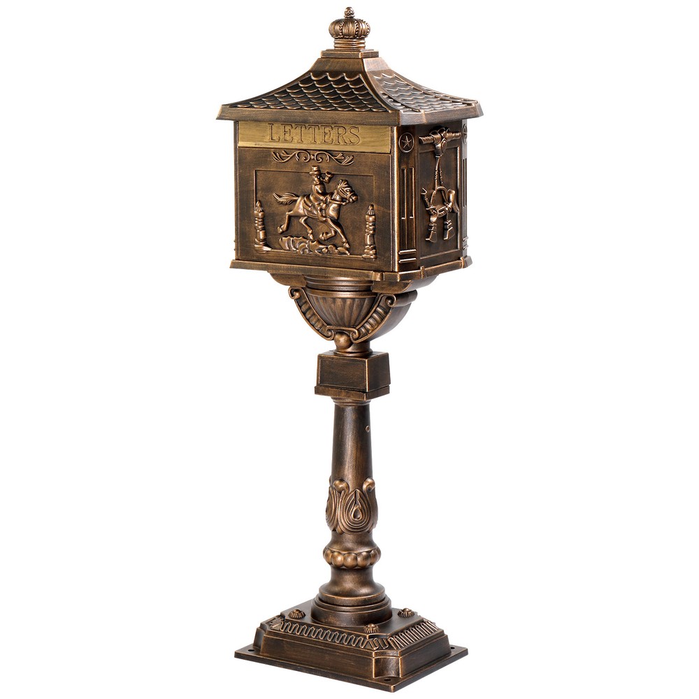 Cast Aluminum Mailbox with Post Postal Box in-Ground Large Security Mailbox